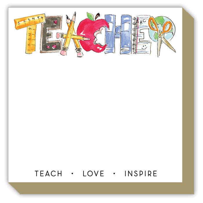 Handpainted TEACHER Teach Love Inspire Luxe Notepad - Bria Blair Creative