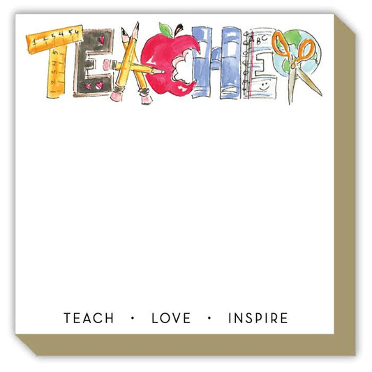 Handpainted TEACHER Teach Love Inspire Luxe Notepad - Bria Blair Creative