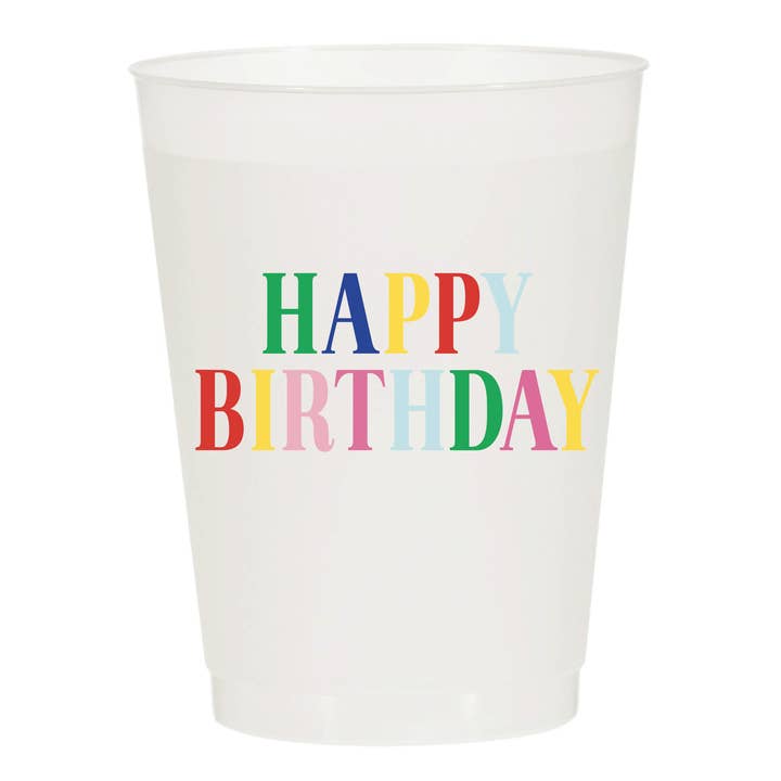 Happy Birthday Multicolor Frosted Cups - Birthday: Pack of 6 - Bria Blair Creative