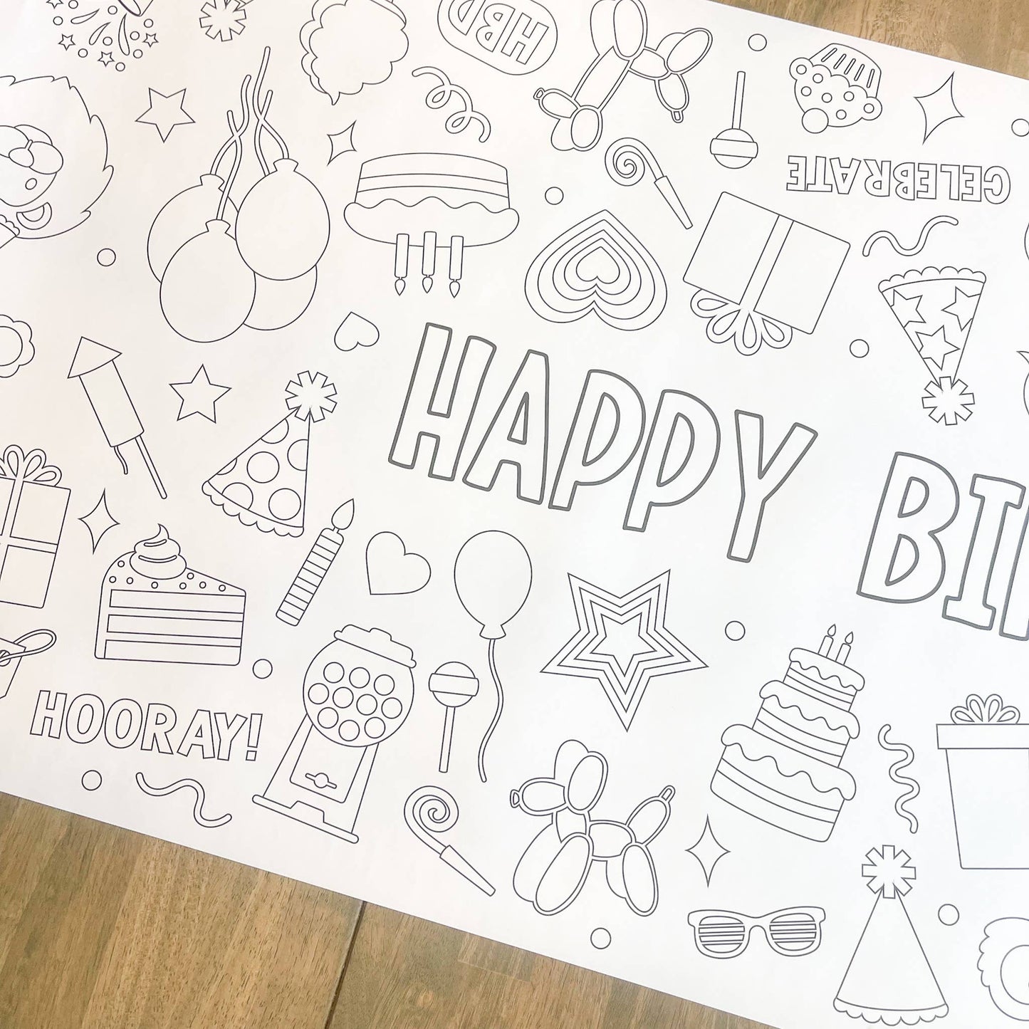 Happy Birthday Party Coloring Table Runner| Happy Birthday: Happy Birthday - Bria Blair Creative