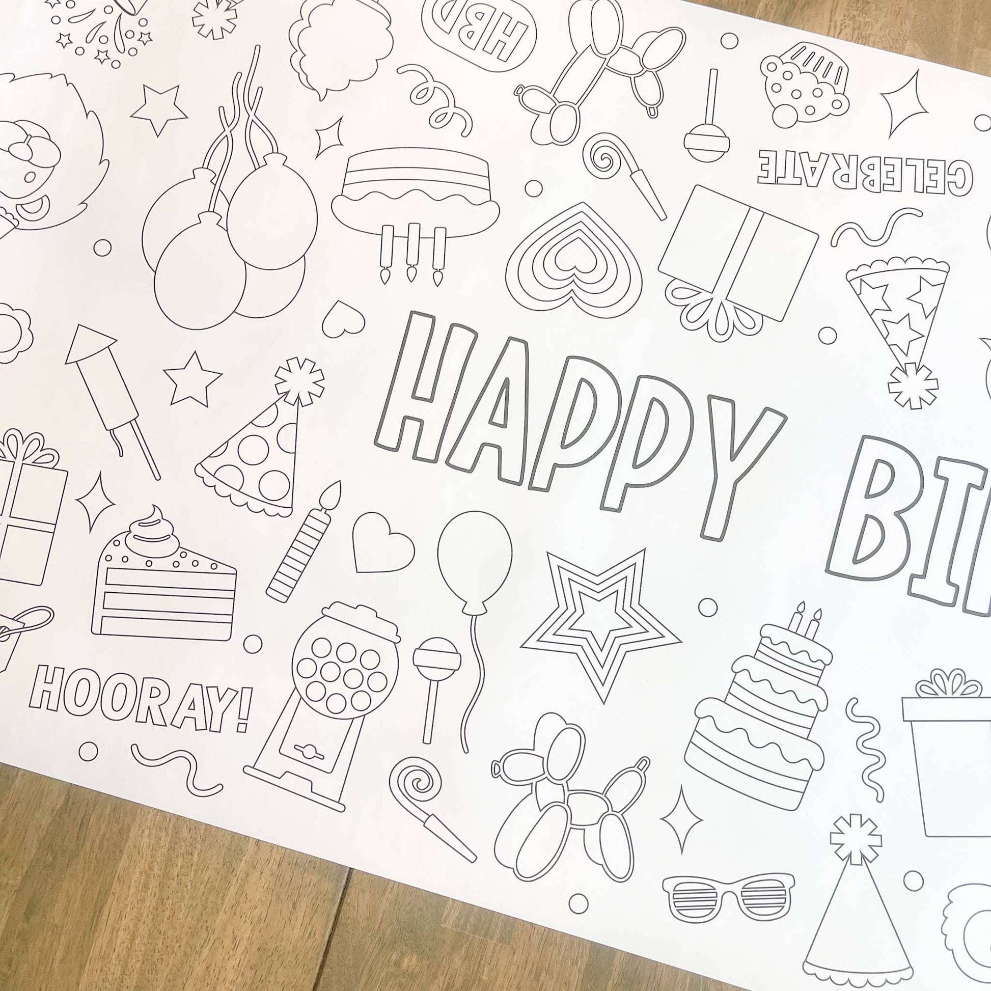 Happy Birthday Party Coloring Table Runner| Happy Birthday: Happy Birthday - Bria Blair Creative