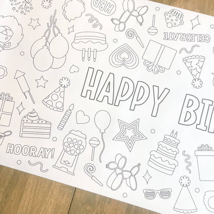 Happy Birthday Party Coloring Table Runner| Happy Birthday: Happy Birthday - Bria Blair Creative