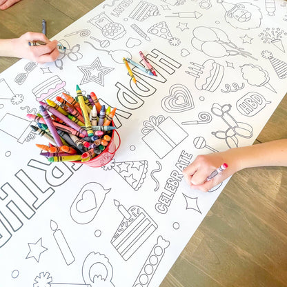 Happy Birthday Party Coloring Table Runner| Happy Birthday: Happy Birthday - Bria Blair Creative