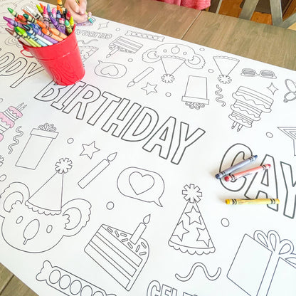 Happy Birthday Party Coloring Table Runner| Happy Birthday: Happy Birthday - Bria Blair Creative