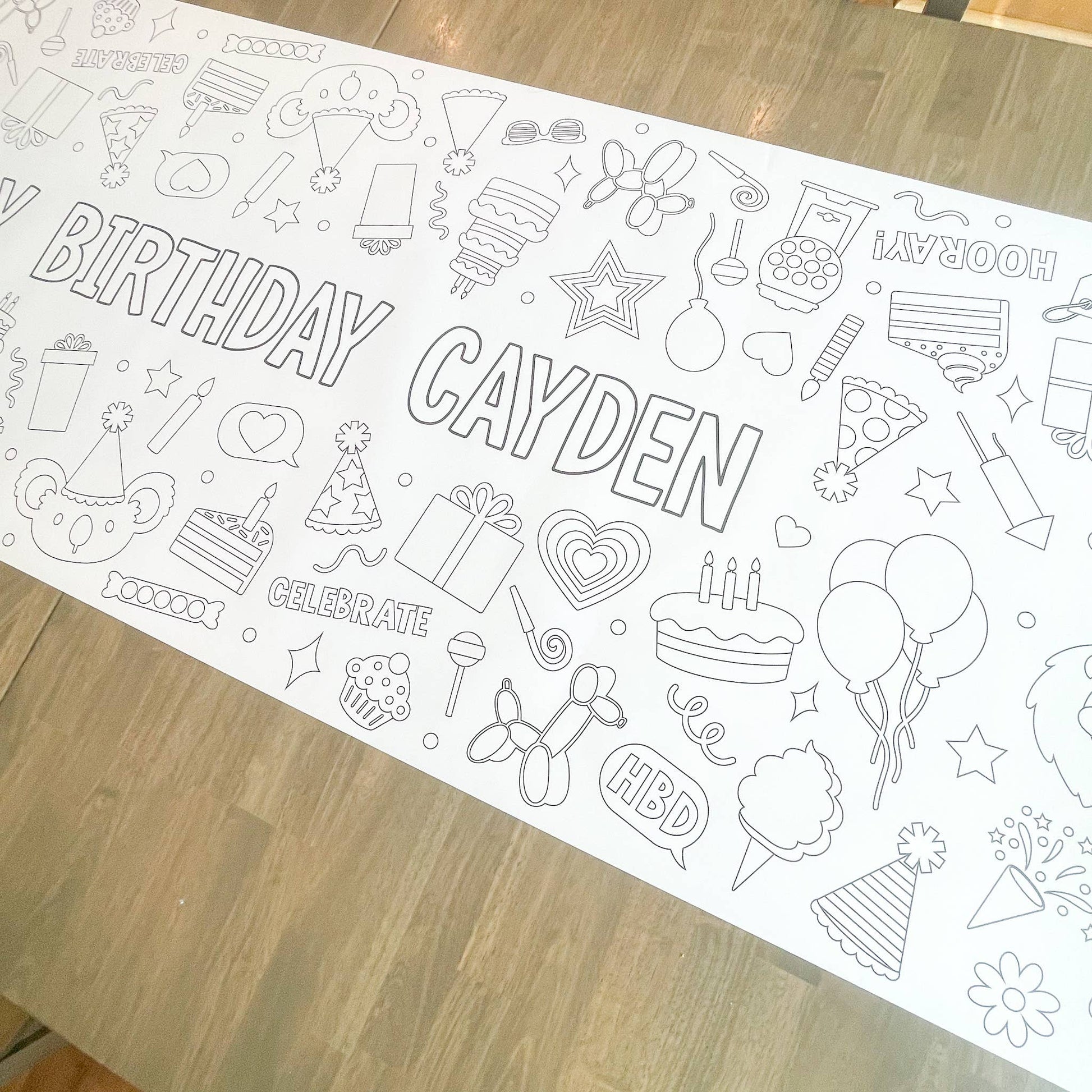 Happy Birthday Party Coloring Table Runner| Happy Birthday: Happy Birthday - Bria Blair Creative