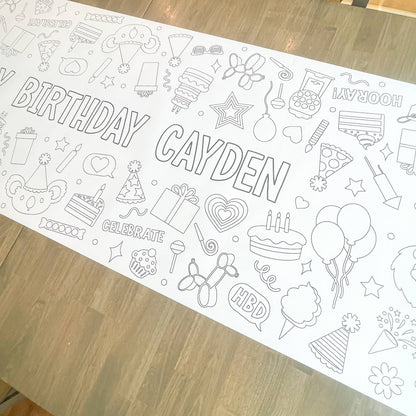 Happy Birthday Party Coloring Table Runner| Happy Birthday: Happy Birthday - Bria Blair Creative