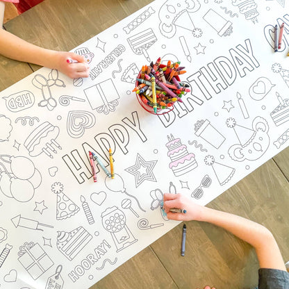 Happy Birthday Party Coloring Table Runner| Happy Birthday: Happy Birthday - Bria Blair Creative