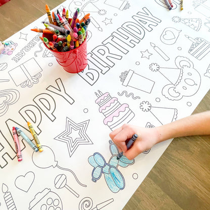 Happy Birthday Party Coloring Table Runner| Happy Birthday: Happy Birthday - Bria Blair Creative