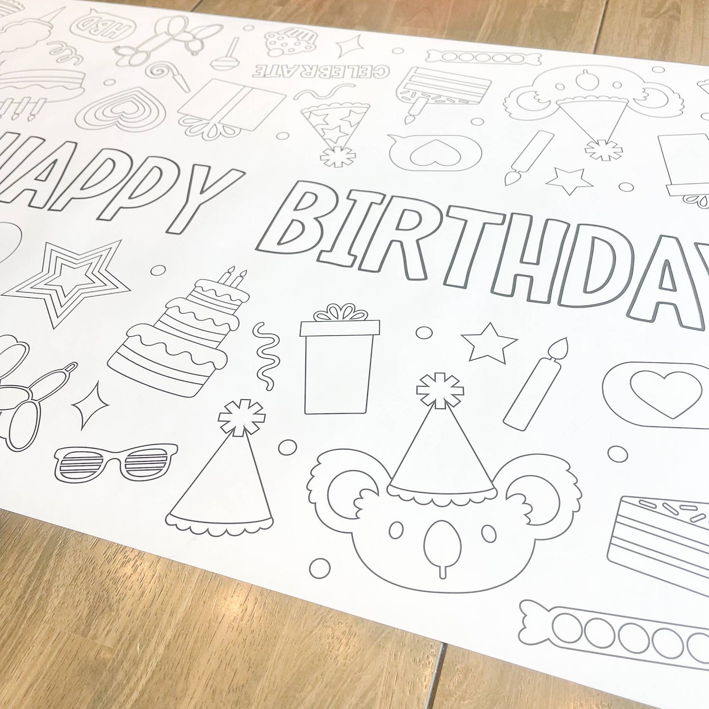 Happy Birthday Party Coloring Table Runner| Happy Birthday: Happy Birthday - Bria Blair Creative