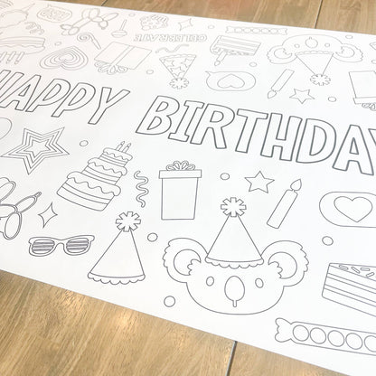 Happy Birthday Party Coloring Table Runner| Happy Birthday: Happy Birthday - Bria Blair Creative