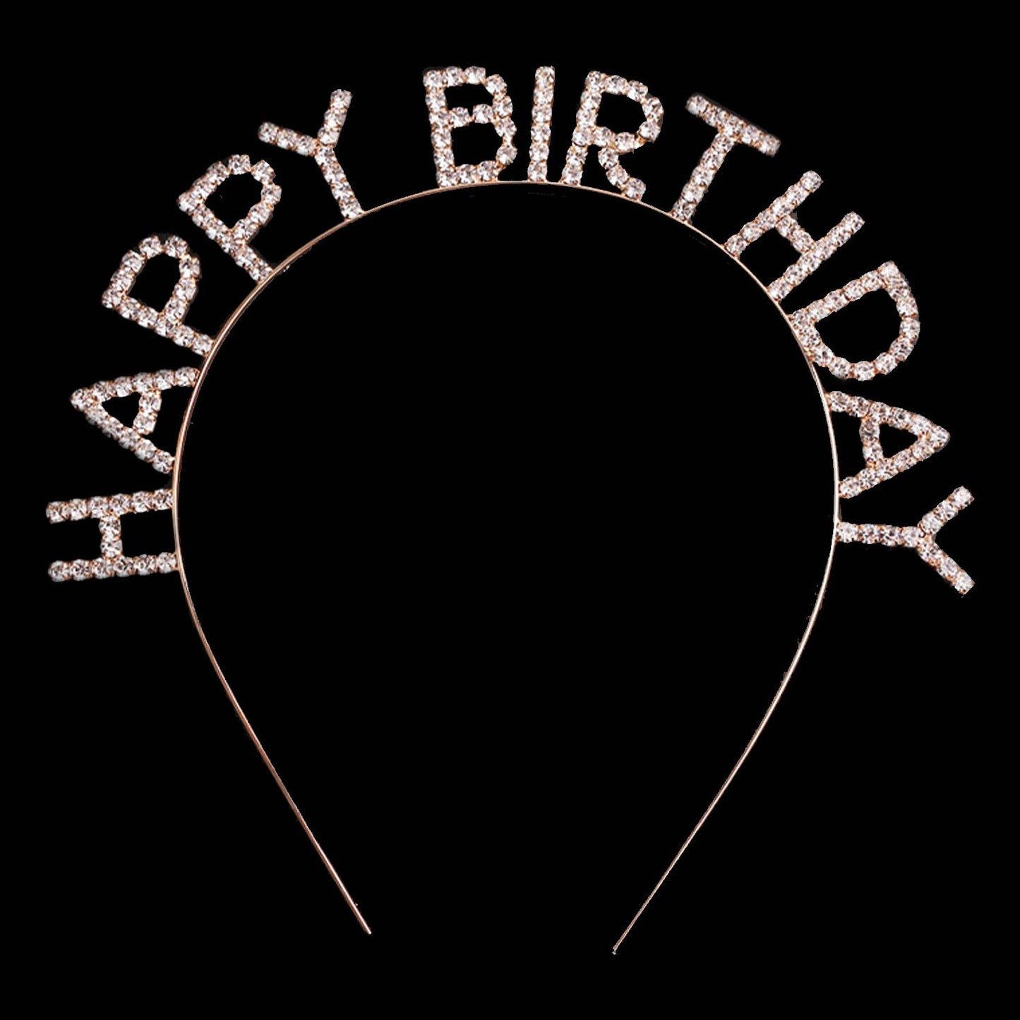 Happy Birthday Text Rhinestone Headband: Silver - Bria Blair Creative