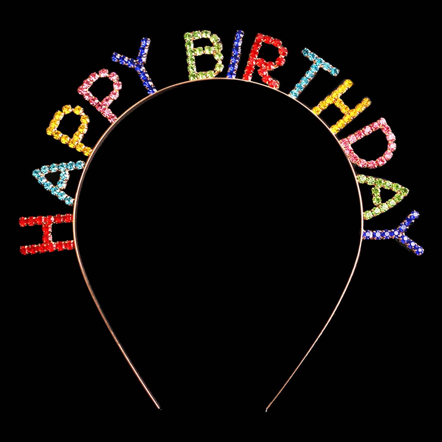 Happy Birthday Text Rhinestone Headband: Silver - Bria Blair Creative