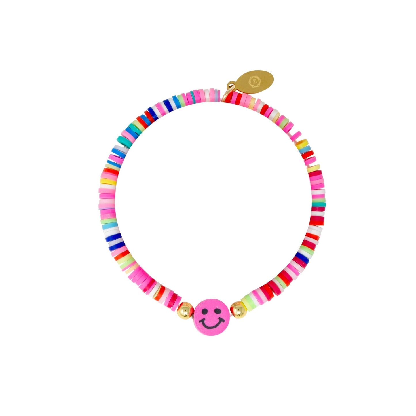 Happy Face Stretchy Rainbow Disk Bracelet Tower - Bria Blair Creative