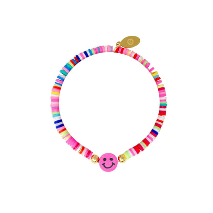 Happy Face Stretchy Rainbow Disk Bracelet Tower - Bria Blair Creative