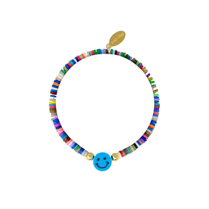 Happy Face Stretchy Rainbow Disk Bracelet Tower - Bria Blair Creative