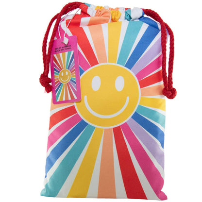 Happy Face Sunshine Quick Dry Beach Towels: Rainbow / OS - Bria Blair Creative