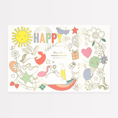 Happy Icons Colouring Placemats - Bria Blair Creative