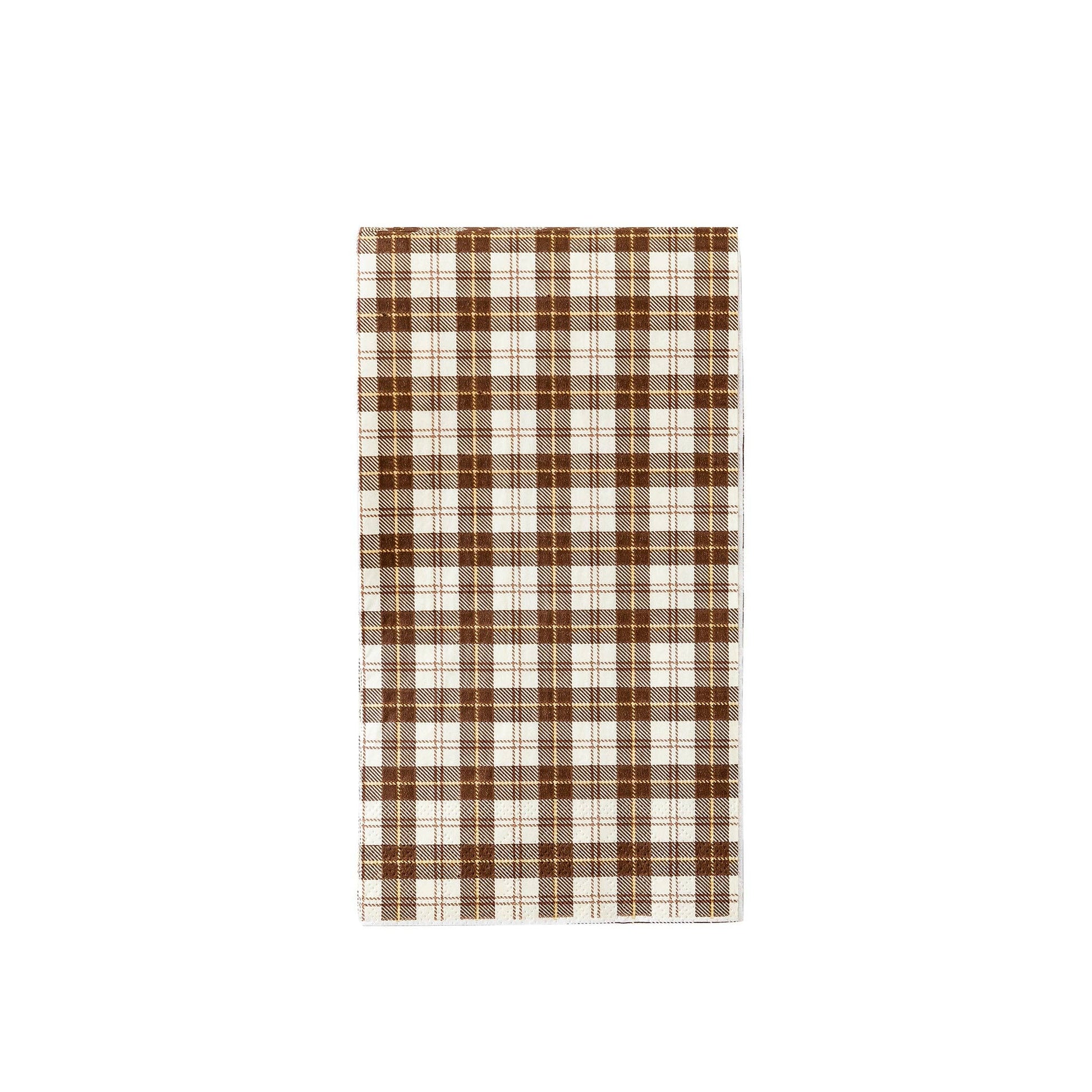 Harvest Brown Plaid Paper Dinner Napkin - Bria Blair Creative