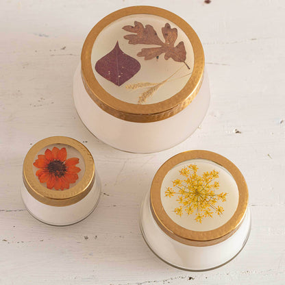 Harvest Pumpkin Small Pressed Floral Candle - Bria Blair Creative