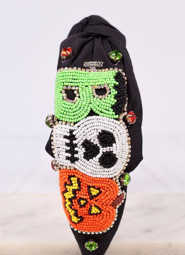 Haunted Boo Embellished Headband BLACK - Bria Blair Creative