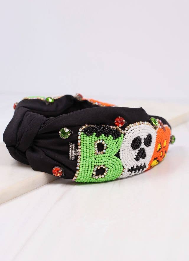 Haunted Boo Embellished Headband BLACK - Bria Blair Creative