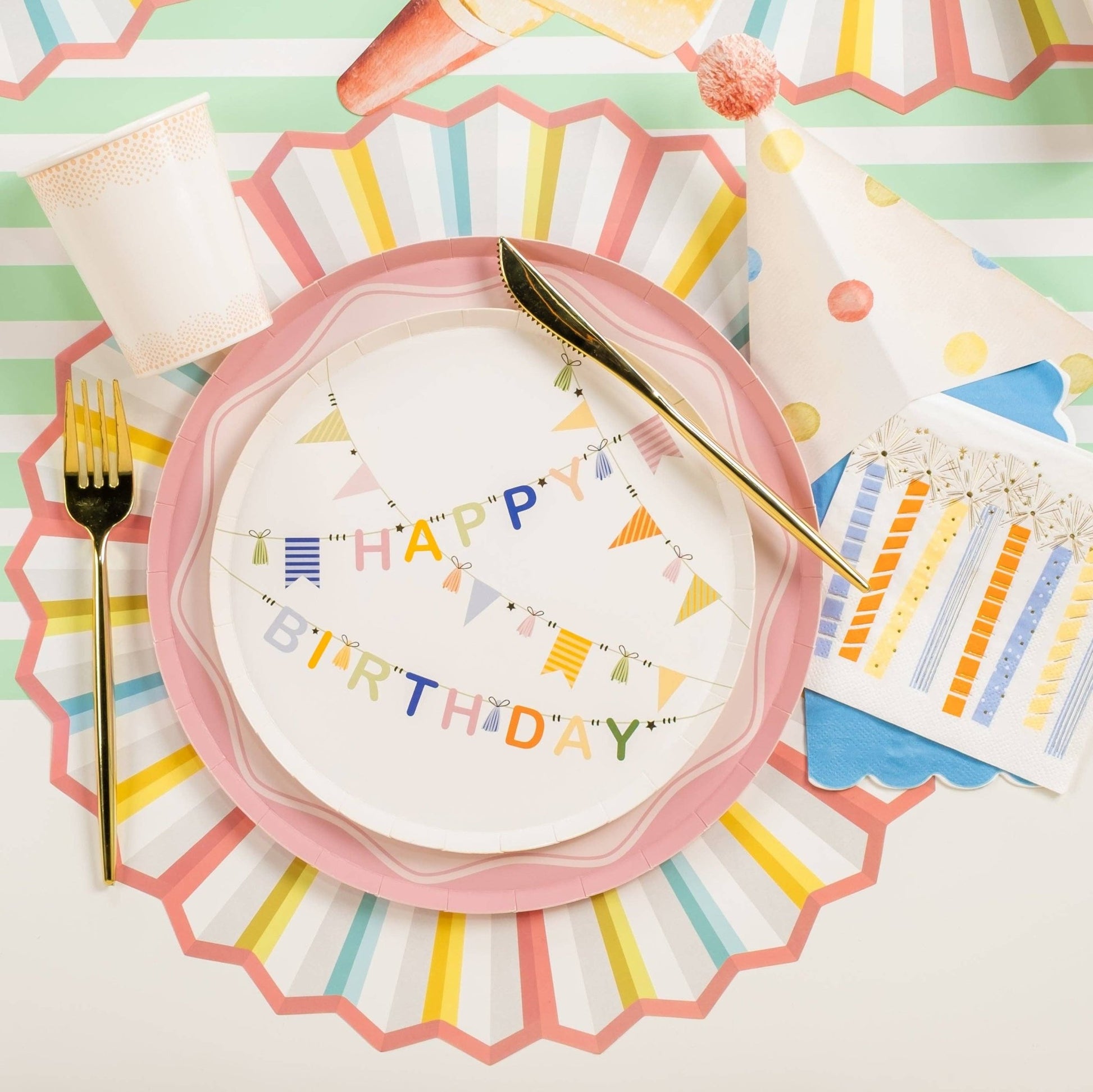 HB25 - DP1 - Birthday Cheer Dessert Plates - Bria Blair Creative