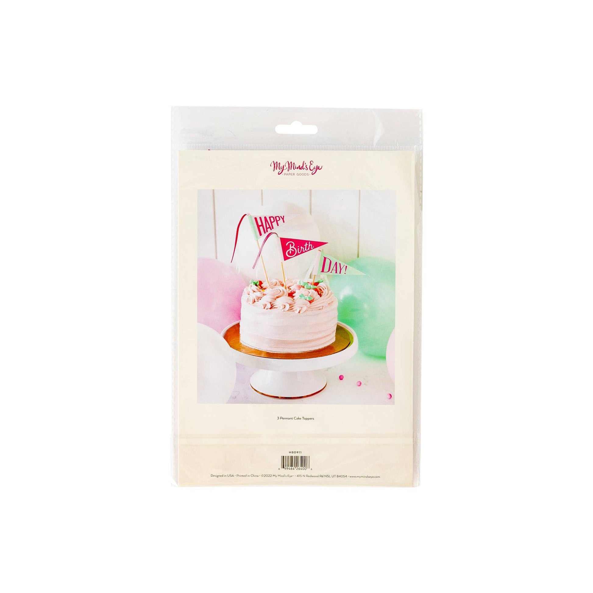 HBD911 - Pink Happy Birthday Cake Topper - Bria Blair Creative