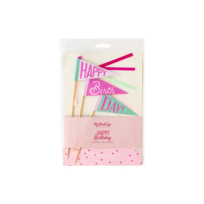 HBD911 - Pink Happy Birthday Cake Topper - Bria Blair Creative