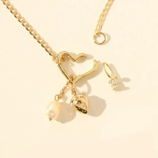 Heart Clasp Charm Necklace 18K Gold Stainless Steel - Bria Blair Creative