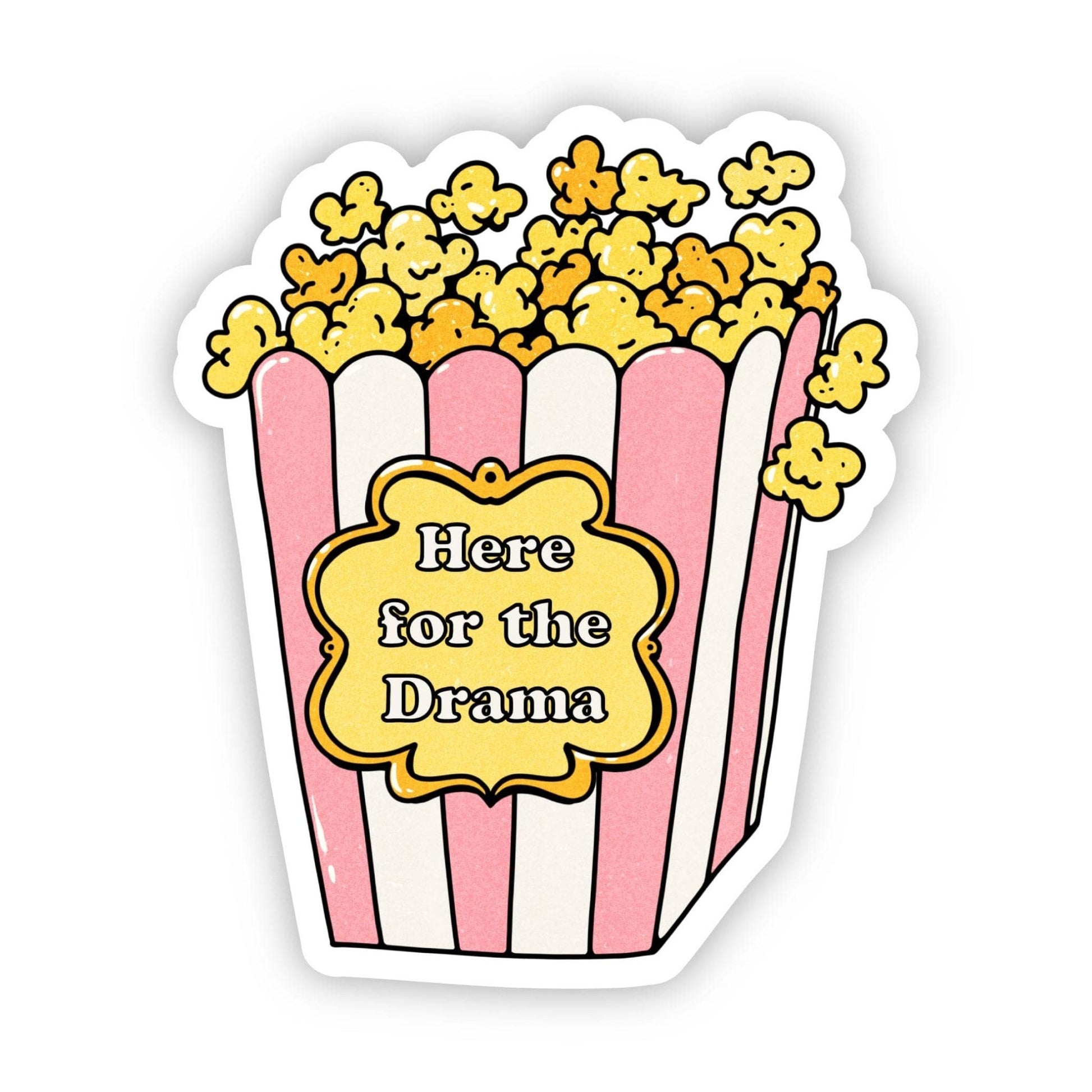 "Here for the drama" popcorn sticker - Bria Blair Creative