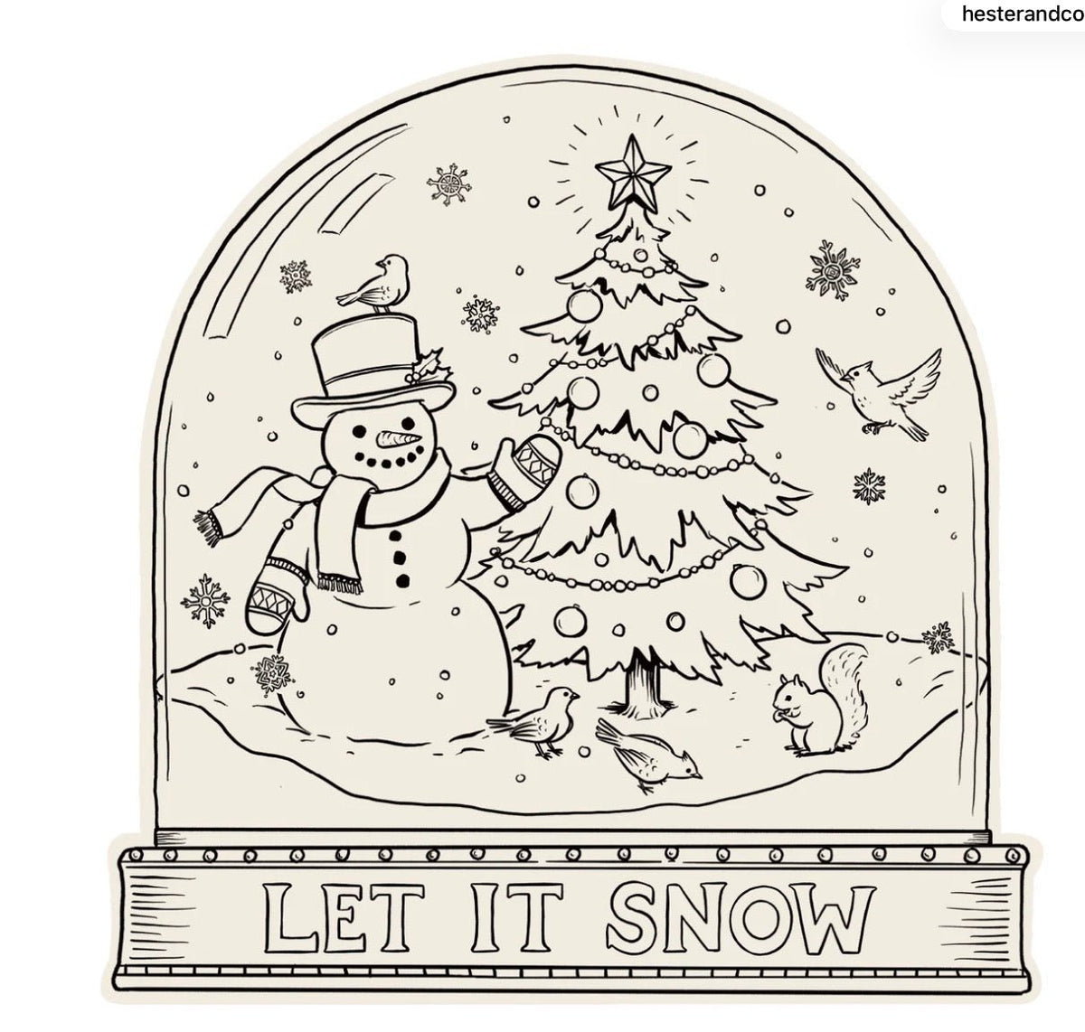 Hester and Cook Die-cut Snow Globe Coloring Placemat - Bria Blair Creative