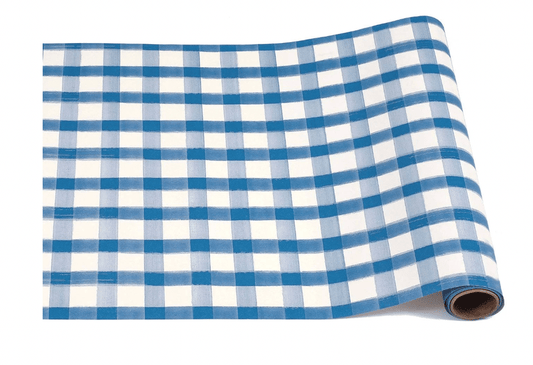 Hester & Cook Blue Painted Check Runner - Bria Blair Creative