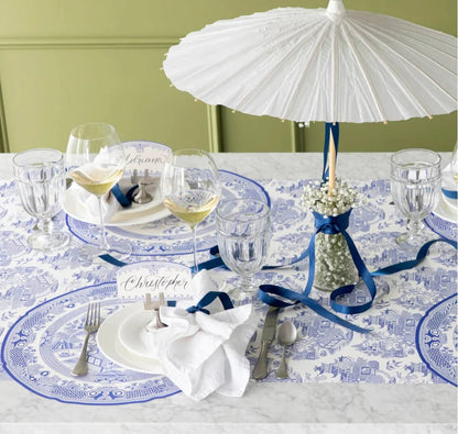 Hester & Cook - Blue Willow Paper Table Runner - Bria Blair Creative