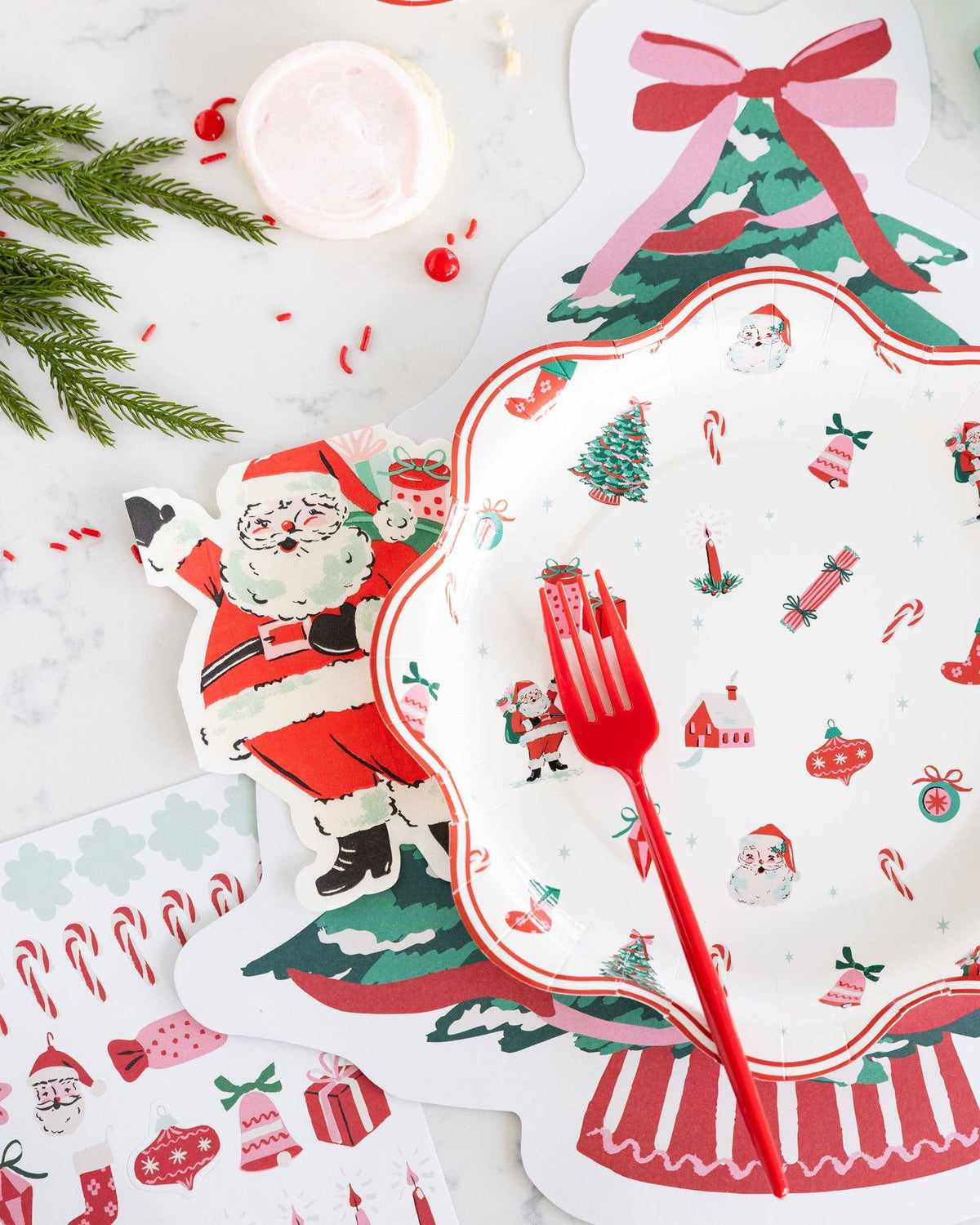 HLY1338 - Vintage Santa Shaped Paper Napkins - Bria Blair Creative