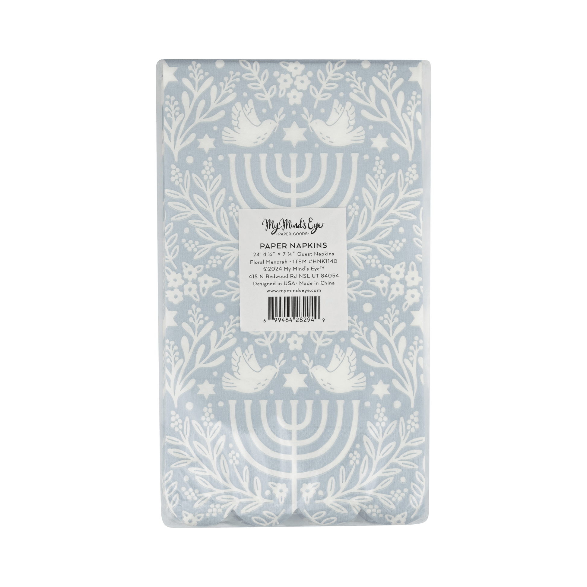 HNK1140 - Floral Menorah Dinner Napkin - Bria Blair Creative