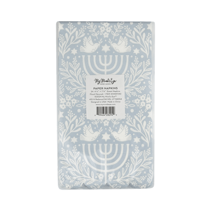 HNK1140 - Floral Menorah Dinner Napkin - Bria Blair Creative