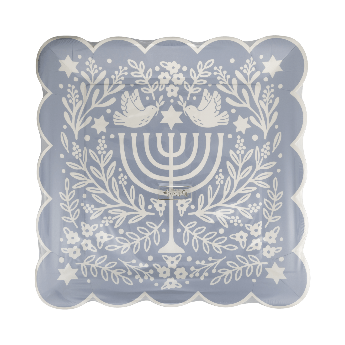 HNK1155 - Floral Menorah Plate - Bria Blair Creative