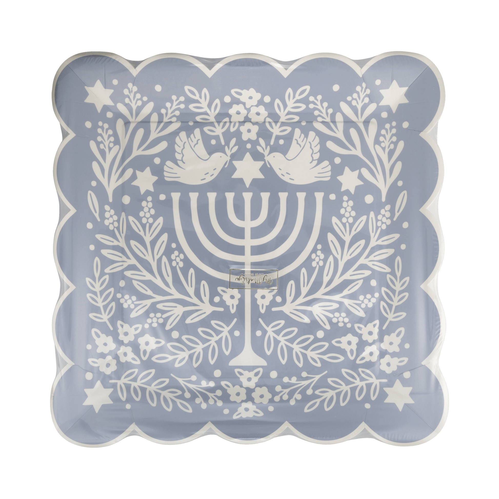 HNK1155 - Floral Menorah Plate - Bria Blair Creative
