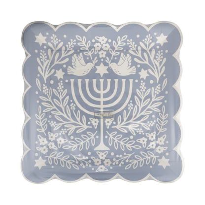 HNK1155 - Floral Menorah Plate - Bria Blair Creative