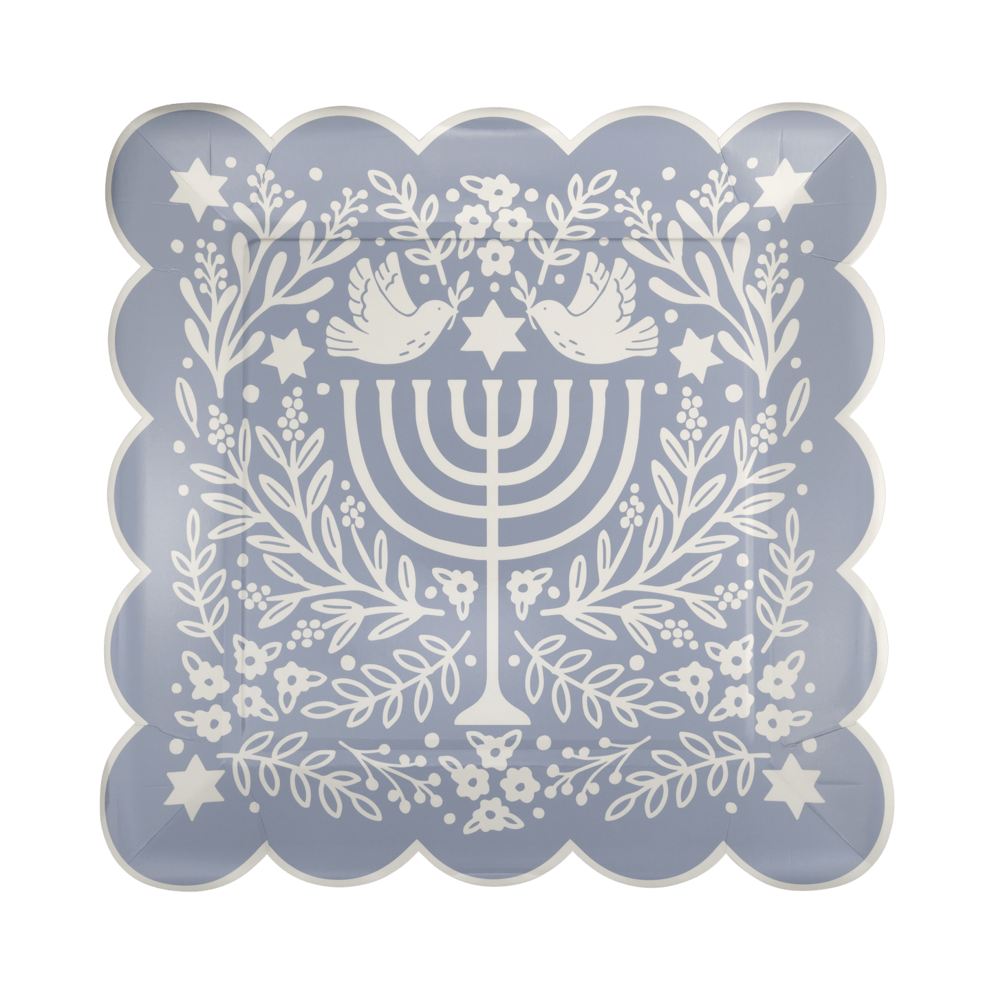 HNK1155 - Floral Menorah Plate - Bria Blair Creative
