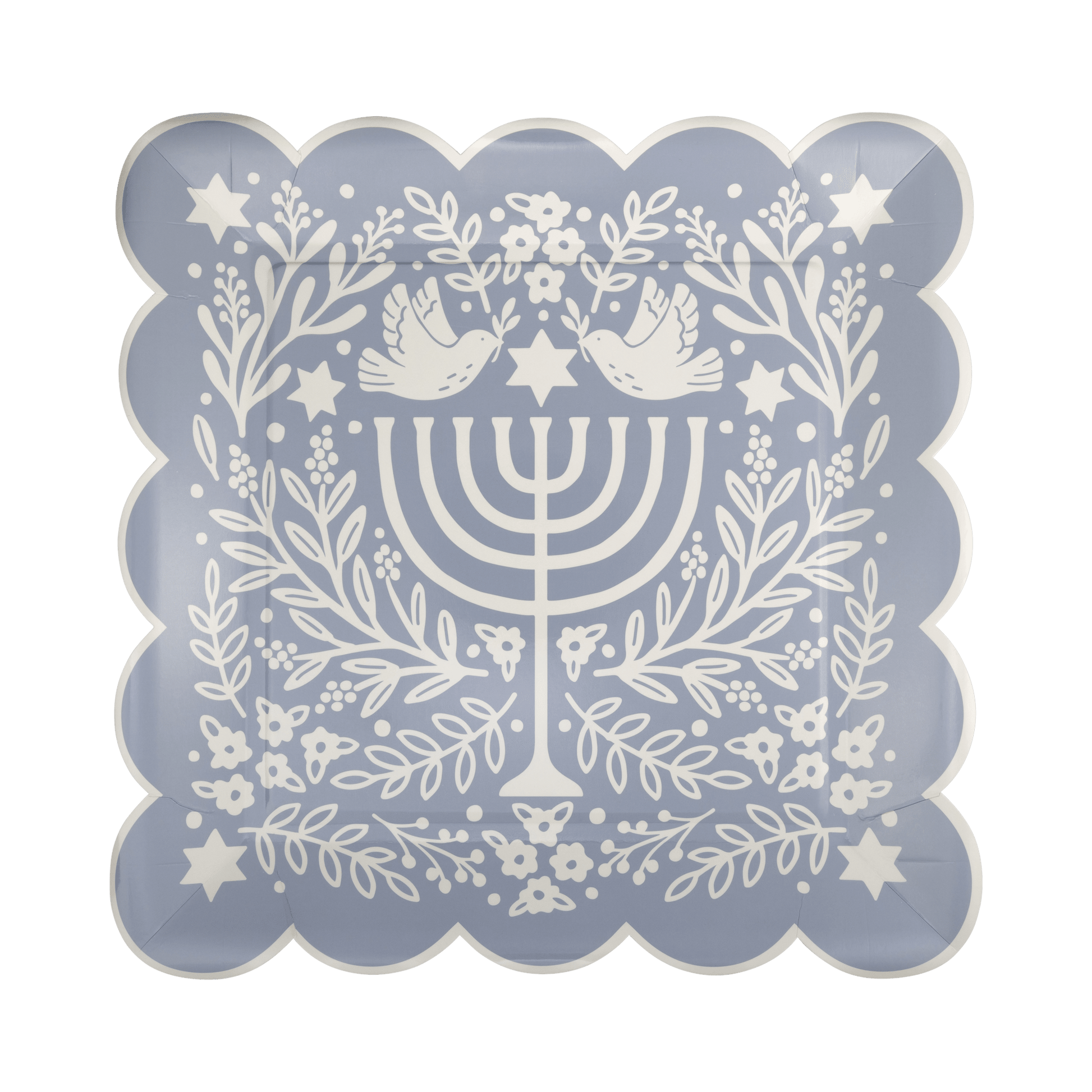 HNK1155 - Floral Menorah Plate - Bria Blair Creative