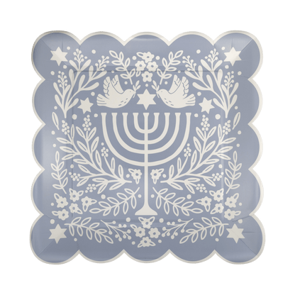 HNK1155 - Floral Menorah Plate - Bria Blair Creative