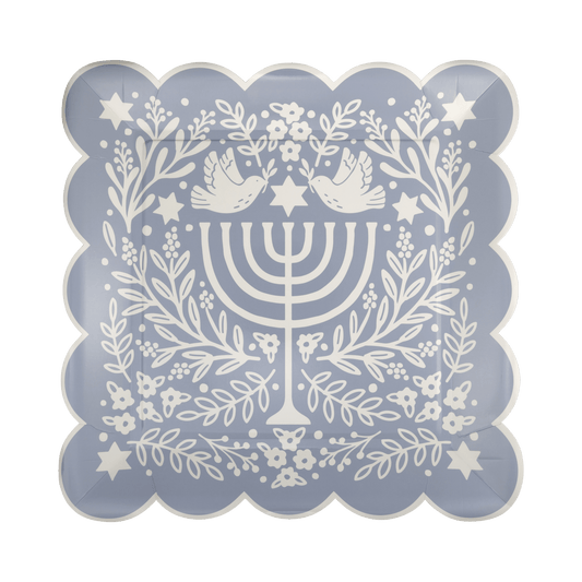 HNK1155 - Floral Menorah Plate - Bria Blair Creative