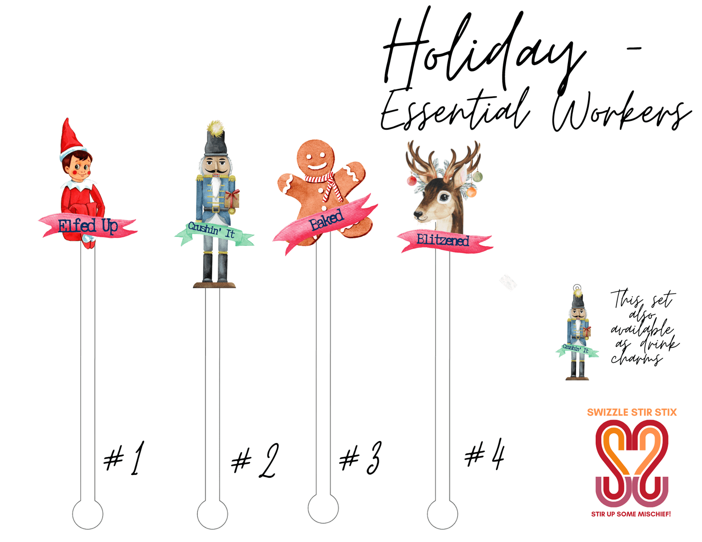 Holiday Essential Workers - Cocktail Stirrer - Swizzle Stick - Bria Blair Creative