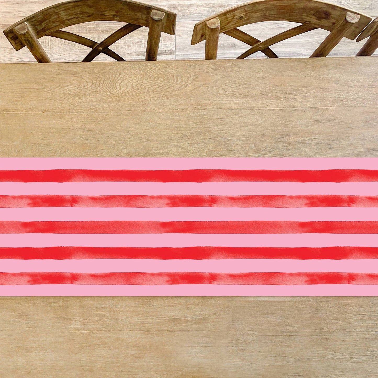 Holiday Pink & Red Stripe Table Runner Christmas Party Decor - Bria Blair Creative