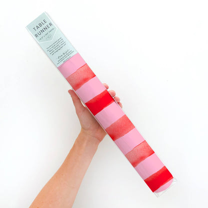 Holiday Pink & Red Stripe Table Runner Christmas Party Decor - Bria Blair Creative