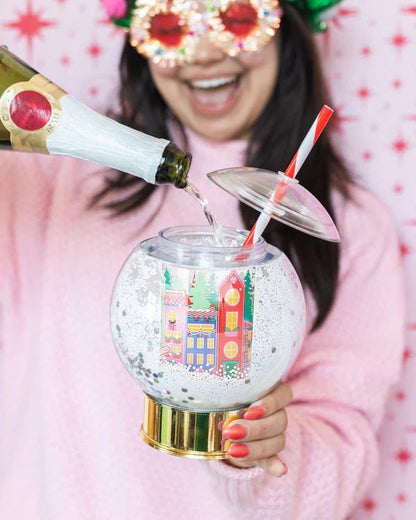 Holiday Village Snow Globe Novelty Sipper - Bria Blair Creative
