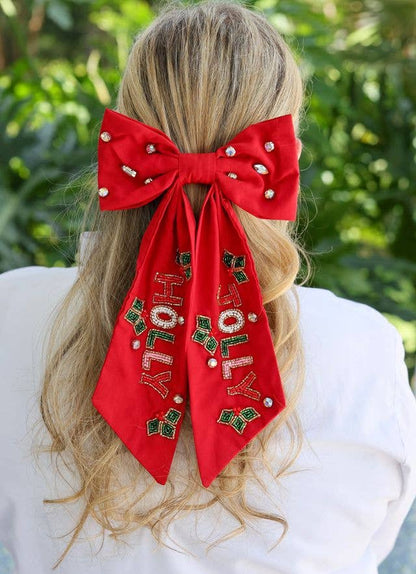 Holly Jolly Hair Bow RED: Default - Bria Blair Creative