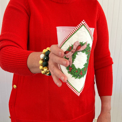 Holly Wreath Paper Cocktail Napkins | Pack of 20 - Bria Blair Creative