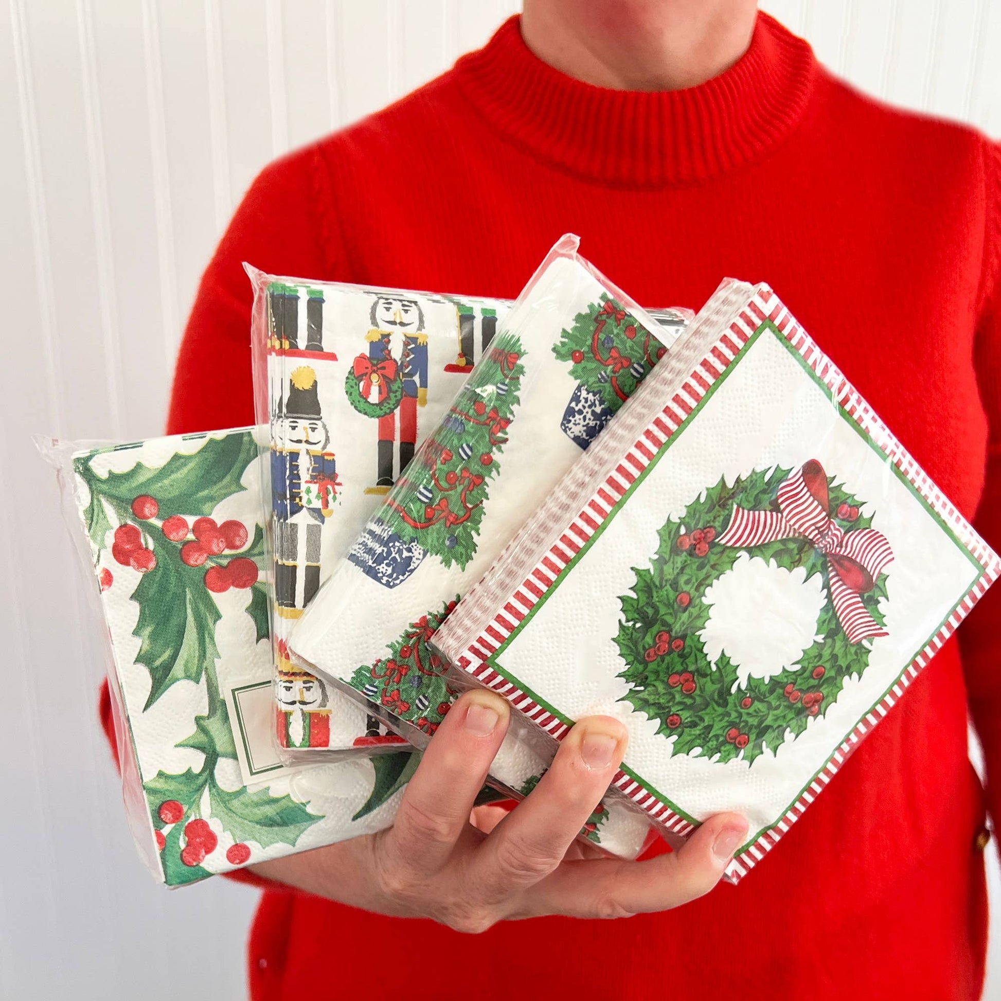 Holly Wreath Paper Cocktail Napkins | Pack of 20 - Bria Blair Creative